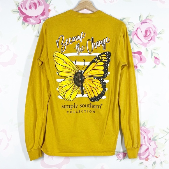 Simply Southern Yellow Mustard Graphic Long Sleeve Crewneck Shirt S - Picture 7 of 11